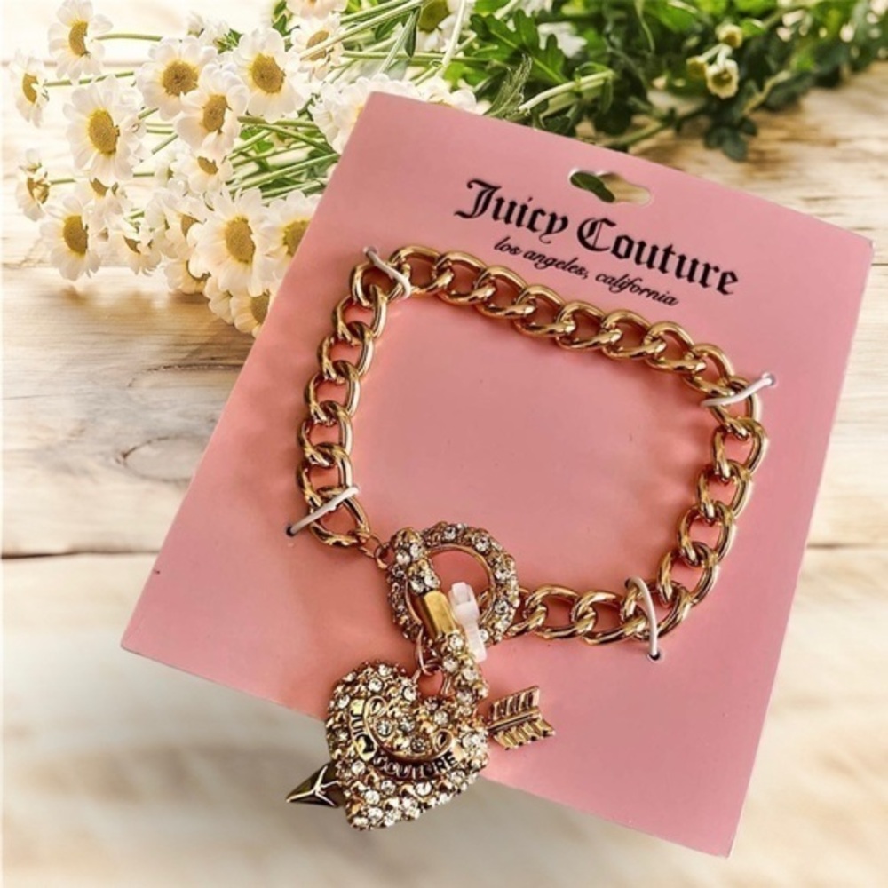 NWT JUICY COUTURE bracelet gold tone embellished with rhinestones